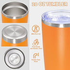 20oz Tumbler Stainless Steel Tumbler Coffee Tumbler with Lid Orange, 8P - Image 3