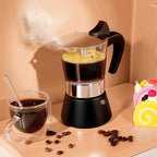 4 Cup 200ml Glass Moka Pot, Stovetop Espresso Maker, Black - Image 6