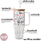 Sip-Sip Hooray! Love Script Hearts 40oz Glass Tumbler with Lid and Straw - Image 4