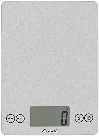 Escali Arti Glass Food Scale Digital Countertop Kitchen, Baking and Cooking Scale with Nutrition and Calorie Counter, 15-Pound Capacity, 9" x 6.5" x .75", Shiny Silver by Unknown