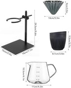 Coffee Dripper Set Pour Over Coffee Dripper Stand Multipurpose Double Layer Station with Glass Pot Black Cup Filter Cup for Making - Image 5