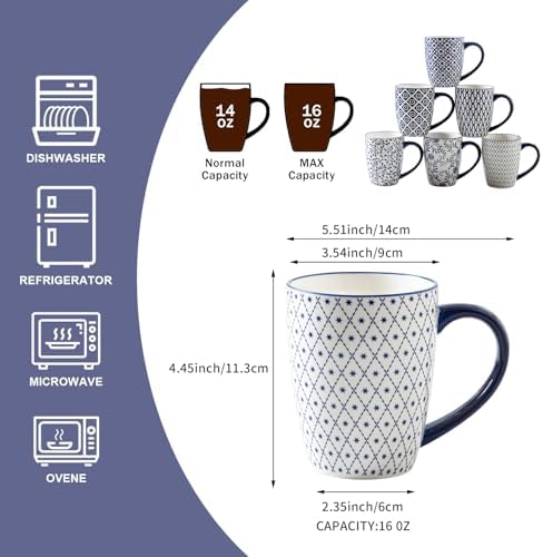 16 OZ Ceramic Coffee Mugs Set of 6 - Image 4