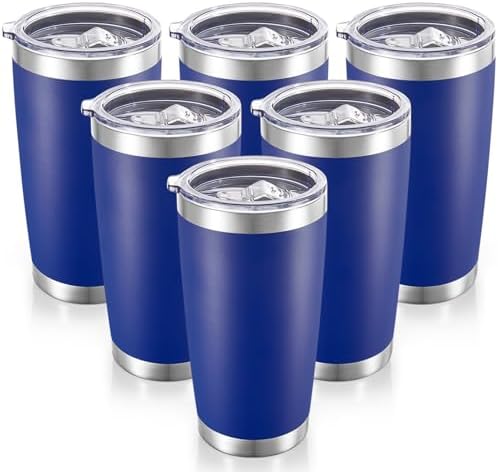 20 oz Tumblers Bulk Stainless Steel Tumbler with Lid, 6 Pack by CoolYoleb