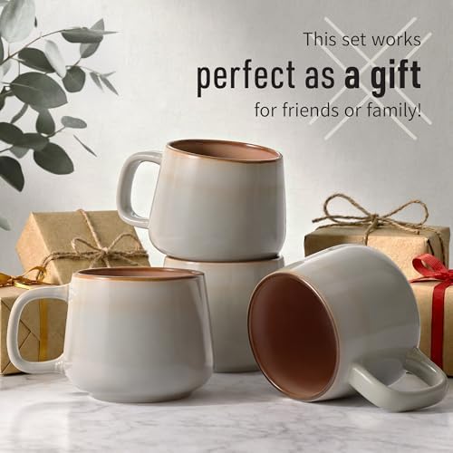 Ava Nord Large Stoneware Ceramic Coffee Mugs Set of 4 | 16 oz | Sage Ash - Image 6