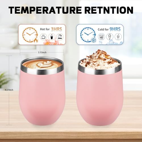 StarSpeed 12oz/6 Pack Insulated Wine Tumbler with Lid,Light Pink - Image 2
