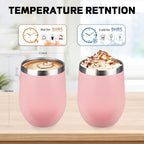 StarSpeed 12oz/8 Pack Insulated Wine Tumbler with Lid,Light Pink - Image 2