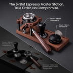 Espresso Tamping Station - Adjustable Portafilter Holder & Tamper Stand, Premium Wooden Coffee Organizer with Silicone Protection, Professional Barista Accessories for Home Cafe - Image 4