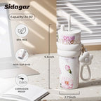 24 oz Ceramic Lined Insulated Stainless Steel Tumbler, Floral White - Image 2