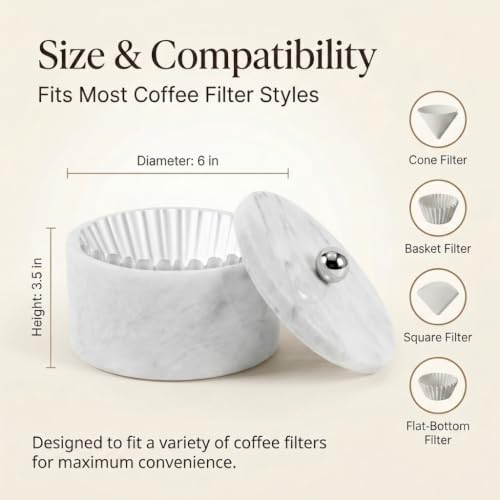 Marble Coffee Filter Holder 6 inch Handmade White - Image 6