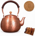 Copper Vintage Stovetop Whistling Tea Kettle, 3.2QT Solid Copper Tea Pot for Stove Top with Loud Whistle, Fast Boiling Water Kettle for Induction, Gas & Electric, Easy Pour (D 1.6L) by Unknown