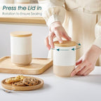 vancasso Sabine Ceramic Canister Set with Airtight Wood Lids - 4-Piece Small Kitchen Storage for Coffee, Sugar, Tea & Spices (18 oz Each) - Compact Countertop Jars - Image 5