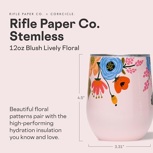 Corkcicle x Rifle Paper Co. 12 oz Insulated Tumbler, Blush Lively Floral - Image 2
