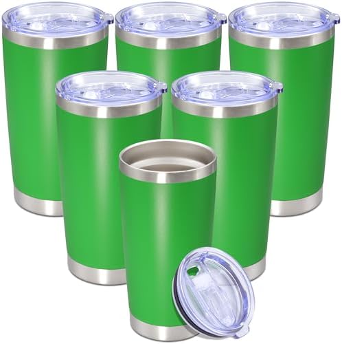 20 oz Tumbler Insulated Tumblers Stainless Steel Coffee Mug,Green 6PCS by Providethebestproducts