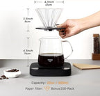 VEVOK CHEF Pour Over Coffee Maker Set with Extra 200PCS #2 Cone Coffee Filters Bundle, 20 Oz Glass Server Dripper Brewer with Unbleached Natural Paper Filters for Home Camping Outdoor - Image 3
