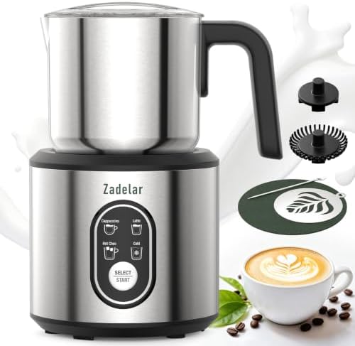 Milk Frother and Steamer, 4-in-1 Electric Milk Frother for Hot & Cold Foam by Zadelar