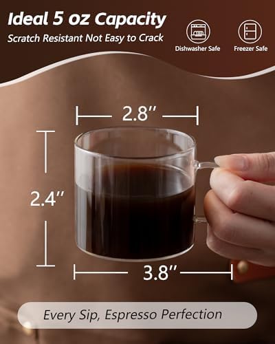 Pour Over Coffee Maker with Double-Layer Stainless Steel Filter, 20 oz Pour Over Coffee Dripper Espresso Cups Set of 4, 5 oz Small Espresso Shot Glasses with Handle - Image 7