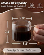 Pour Over Coffee Maker with Double-Layer Stainless Steel Filter, 20 oz Pour Over Coffee Dripper Espresso Cups Set of 4, 5 oz Small Espresso Shot Glasses with Handle - Image 7