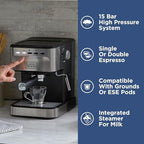 BLACK+DECKER 15-Bar Espresso Machine with Milk Frother - Image 2