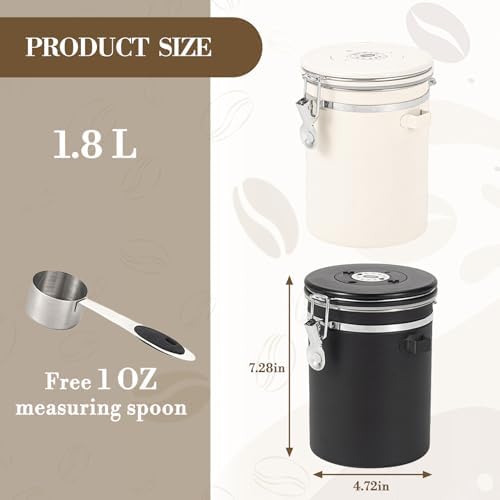 Garvee Coffee Canister, 22oz Airtight 304 Stainless Steel Container, 2-Pack - Image 2