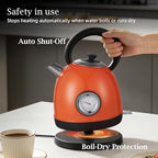 Retro Dom Shape Electric Kettle Stainless Steel, Temperature Gauge, 1.7L Tea Water Boiler, 1500W Fast Quiet Boil,Auto Shut-Off,Boil-Dry Protection - Image 5