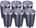 VEGOND 20oz Tumbler with Lid and Straw Stainless Steel Tumbler Cup Bulk Vacuum Insulated Double Wall Travel Coffee Mug Powder Coated Coffee Cup, Navy Blue, 6 Pack by VEGOND