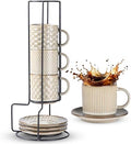GBhome 6 OZ Coffee Mugs with Saucer and Stand, Ceramic Espresso Coffee Cup by GBhome