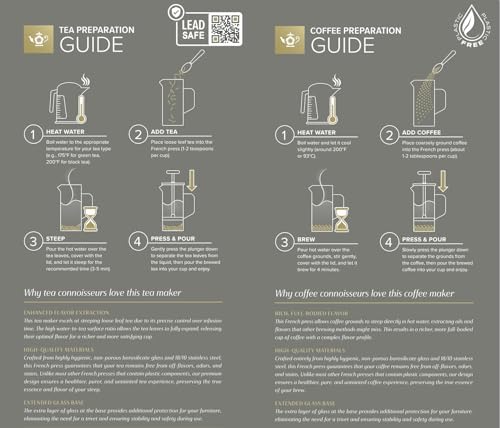 Teabloom Toulouse Borosilicate Glass Tea Press and Coffee Maker with No Plastic, 24-Ounce (700 mL) - Frost White - Image 5