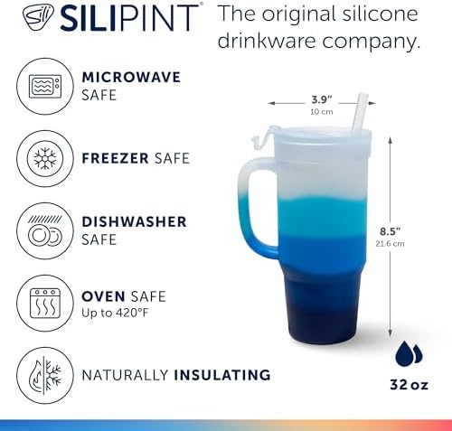 Silipint 32oz Silicone Tumbler with Handle Flip Lid and Straw – BPA-Free Non-Toxic Unbreakable Freezer Microwave Dishwasher Safe Tumbler – Perfect for Tea Cold Water Smoothies Pack of 4 - Image 2
