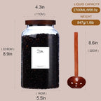2 PCS Larger Class Jars with Lids, Flour Sugar Storage Containers Sets for Kitchen Borosilicate Glass Canisters with Spoon Pantry Organizers and Storage for Tea Spice Cereal Coffee( (95FL OZ/2700ml) - Image 2