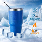 Volhoply 30oz Insulated Tumbler with Lid and Straw, Double Wall Inner & Outer 304 Stainless Steel Tumblers Bulk, Powder Coated Coffee Cup for Office, Home, Travel (Blue,8 Pack) - Image 4
