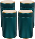 PRETYZOOM 4pcs Small Airtight Tea Canisters Set, Metal Tinplate Loose Leaf Tea Storage Jars with Lid, Dark Green Household Canisters for Coffee, Candy, Pantry Organization by PRETYZOOM