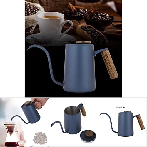 600ml Fashion Stainless Steel Handle, Drip Coffee Pot, Long Gooseneck Spout Kettle, Coffee Filter Fine Water Flows Coffee Pot (Blue) - Image 6