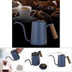 600ml Fashion Stainless Steel Handle, Drip Coffee Pot, Long Gooseneck Spout Kettle, Coffee Filter Fine Water Flows Coffee Pot (Blue) - Image 6