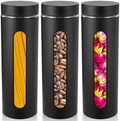 Mimorou 3 Pcs Stainless Steel Canister Set with Glass Windows Visible Storage Jars Silver Kitchen Canister Set for Pasta Flour Oat Sugar Container, Kitchen Tools, Housewarming Gifts(Black,60 oz) by Mimorou