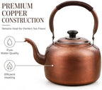 Whistling Copper Stovetop Tea Kettle 3.2 Qt Vintage Teapot for Induction and Gas Cooktops - Image 2