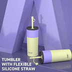 asobu Sippy Double Wall Stainless Steel Tumbler with Silicone Flexible Straw, 20 Ounces (Pastel Yellow) - Image 2