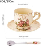 Tea Cups and Saucers Set of 2, 8 Oz (Pink Rose) - Image 3