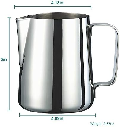 Milk Frothing Pitcher 32 oz, 900 ml Stainless Steel Coffee Tools Cup with Measurement Inside - Image 2