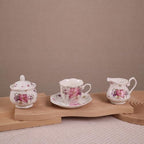 Guangyang 15pcs Porcelain Tea Sets 7 OZ Cups& Saucer Service for 6, with Teapot Sugar Bowl Cream Pitcher for Tea/Coffee - Image 5
