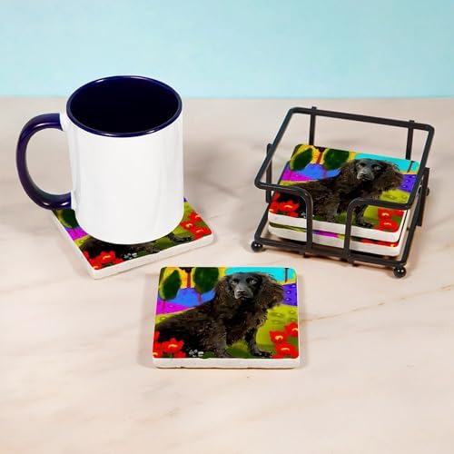 CafePress BOYKIN SPANIEL DOG LAKE Tumbled Stone - Set of 4 Coasters Set of 4 w/holder - Image 3