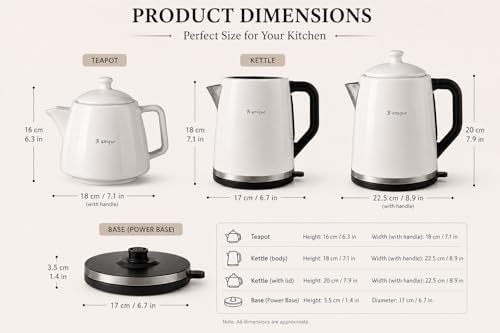 B Unique Electric Turkish Samovar, 1.8L Stainless Steel Kettle with Porcelain Teapot, Keep Warm Function, Removable Filter, Cordless Base, Digital Display - Image 3