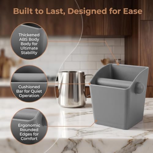 ibasenice Espresso Knock Box with Removable Bar, Shock-Absorbent, 5 Inch - Image 7