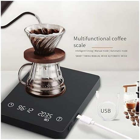 Basic 3 Black Mirror Pour Over Coffee Scale - Precision Digital Espresso Scale with Timer, Flow Rate, and 2kg Capacity - Image 3