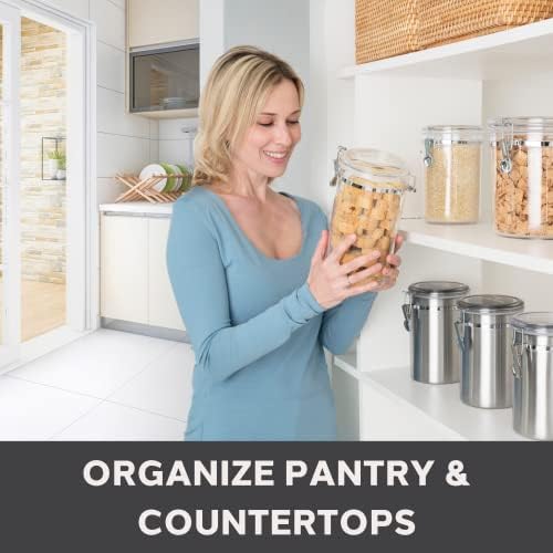 Oggi Tall Clear Canister with Clamp Lid, 58 oz - Large Airtight Food Storage Container, Ideal for Kitchen & Pantry Storage of Bulk, Dry Foods Including Pasta & Spaghetti,(Pack of 12) - Image 6