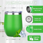 12oz/6 Pack Stainless Steel Wine Tumbler with Lid and Straw, Double Wall Vacuum Insulated Wine Tumbler Glasses, Stemless Travel Mugs for Hot and Cold Drinks, Coffee, Wine, Cocktails - Image 2
