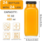 CUCUMI 24pcs 16oz Glass Juice Bottles with Lids - Image 2
