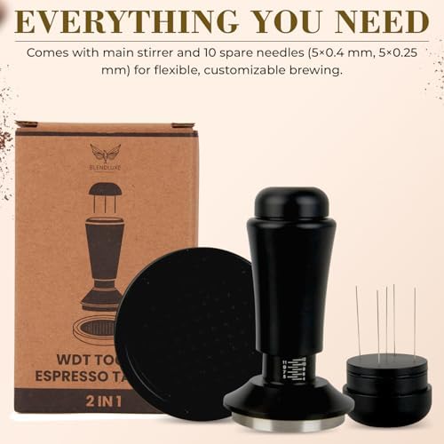 2-in-1 Espresso Tamper & WDT Stirrer Tool – 58mm Coffee Tamper with 10 Extra Needles (0.25mm & 0.4mm) – Stainless Steel Dual Sided Distributor for Even Extraction & Barista Quality Espresso (58 mm) - Image 4