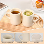 BYCNZB 11oz Ceramic Coffee Mug set Stoneware Coffee Cups Set for Restaurant, Diner, Farmhouse, Coffee Shop, Home set of 6 (Cream) - Image 4
