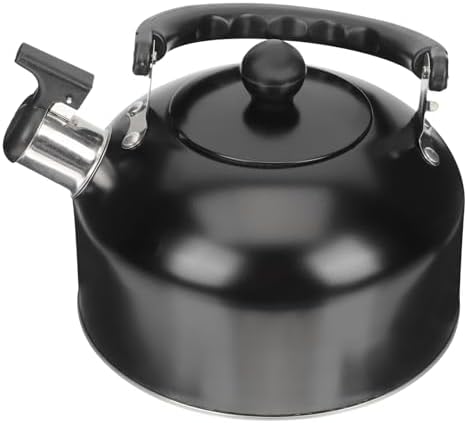 3l Stainless Steel Whistling Tea Kettle with Black Handle by NIYANGLE