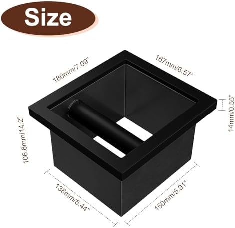 Bottomless Knock Box Espresso, Embedded Coffee Knock Box, Stainless Steel Countertop Espresso Grounds Container for Commercial Cafes Restaurants Home, 5.44 x 5.91” (Black) - Image 2